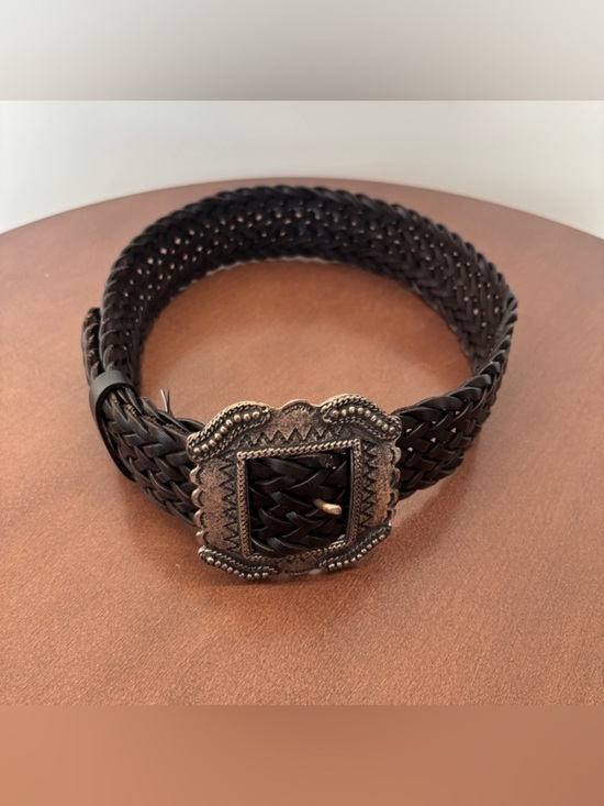 BA&SH Braided leather belt Braid In black, Size 75/US XS main image 6